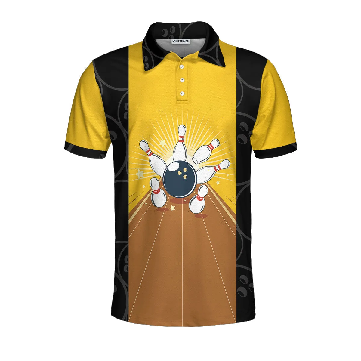 May The Lane Be With You Polo Shirt, Black And Yellow Bowling Ball Pattern Shirt, Funny Sayings Shirt Coolspod