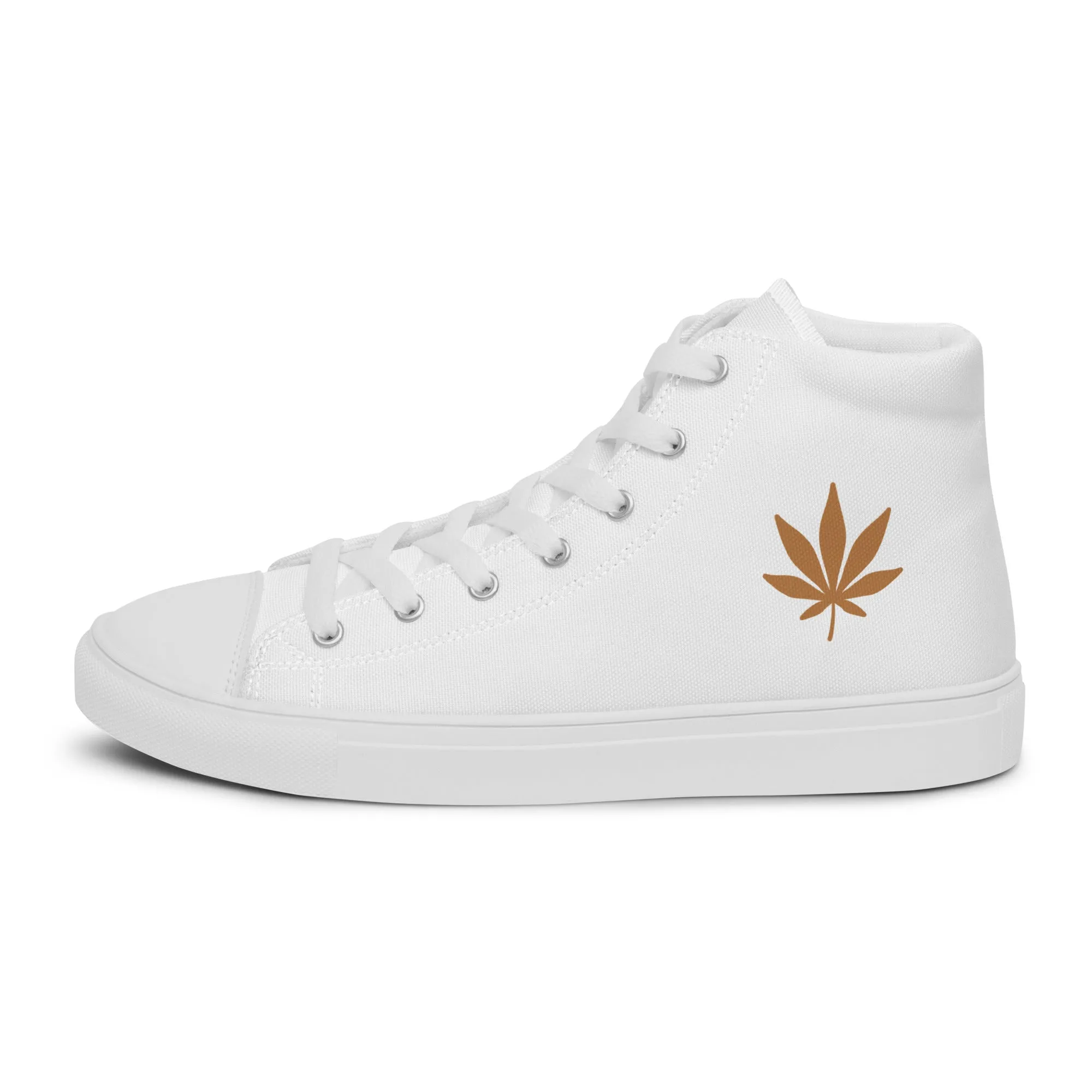 Menâ€™s high top canvas shoes - cannabis leaf