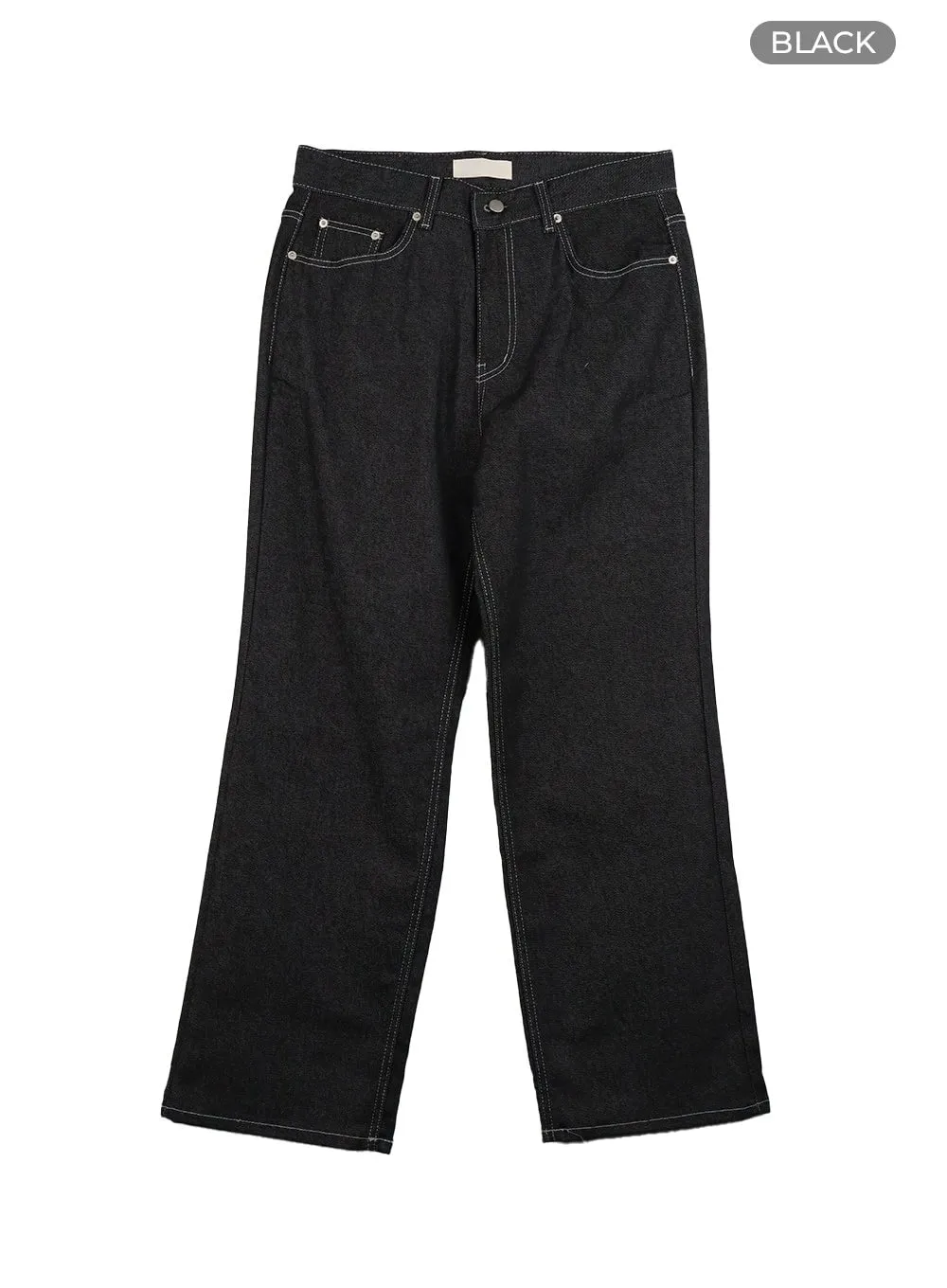 Men's Stitched Wide Leg Jeans (Black) IY416