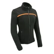 Milwaukee Leather MPL2783 Women's Black Micro Fleece Zipper Front Jacket with Orange Stripe