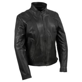 Milwaukee Leather USA MADE MLJKL5003 Women's Black 'Serene' Clean Cut Premium Motorcycle Leather Jacket