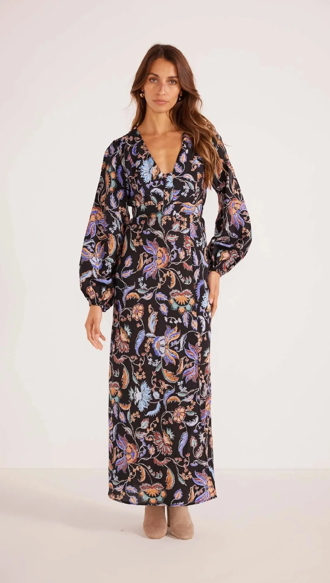 MinkPink Celeste Long Sleeve Midi Dress