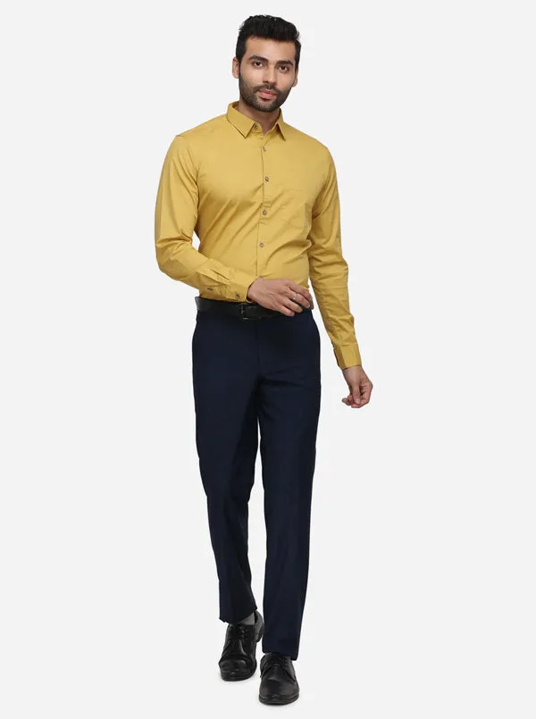 Mustard Yellow Solid Slim Fit Casual Shirt | JadeBlue