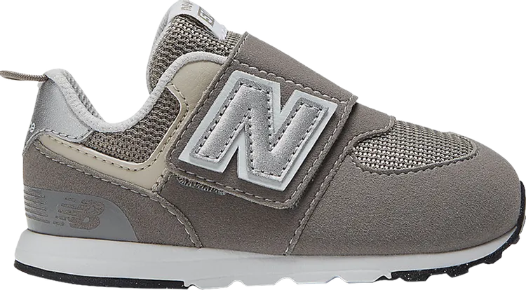 New Balance 574 New-B Hook & Loop Toddler 'Rain Cloud Silver Metallic' Sneakers, Silver