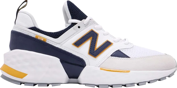 New Balance 574 sneakers, white/navy/yellow