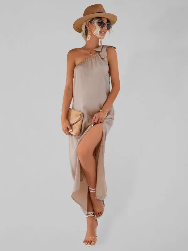 New Sexy Elegant Slanted Shoulder Strap Dress