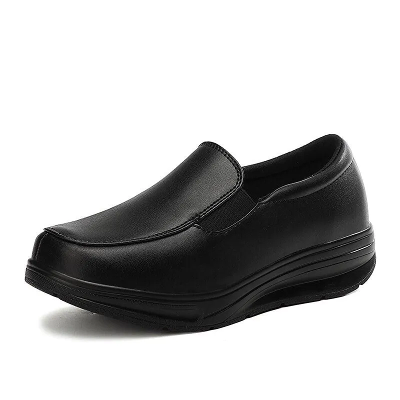 OCW Leather Orthopedic Slip-ons For Women Comfortable Nurse Shoes