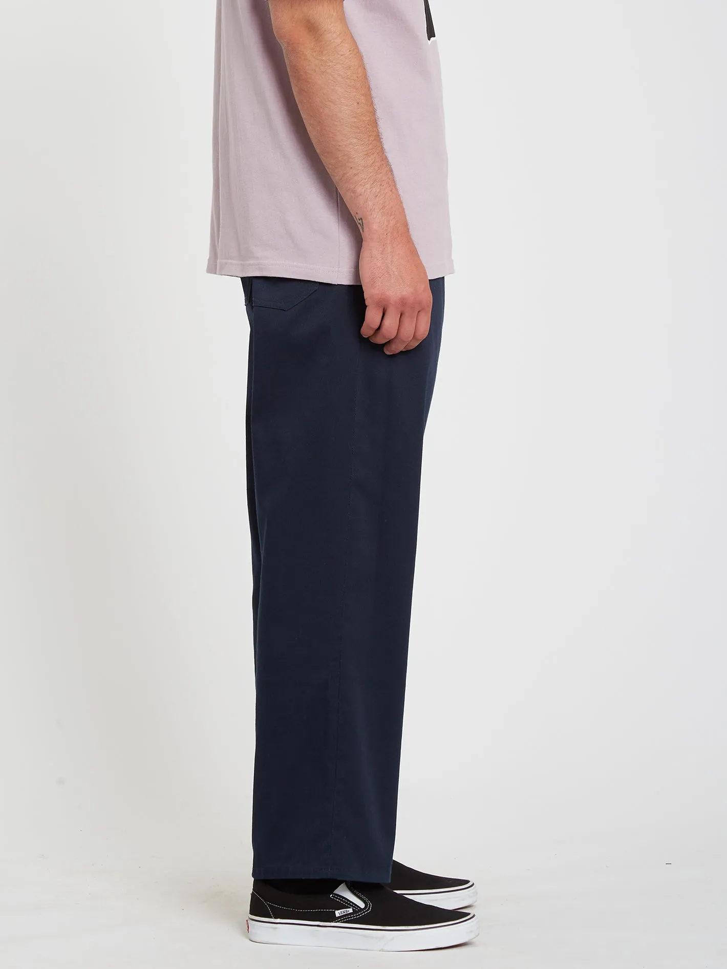 Outer Spaced Solid Elastic Waist Pants - Navy