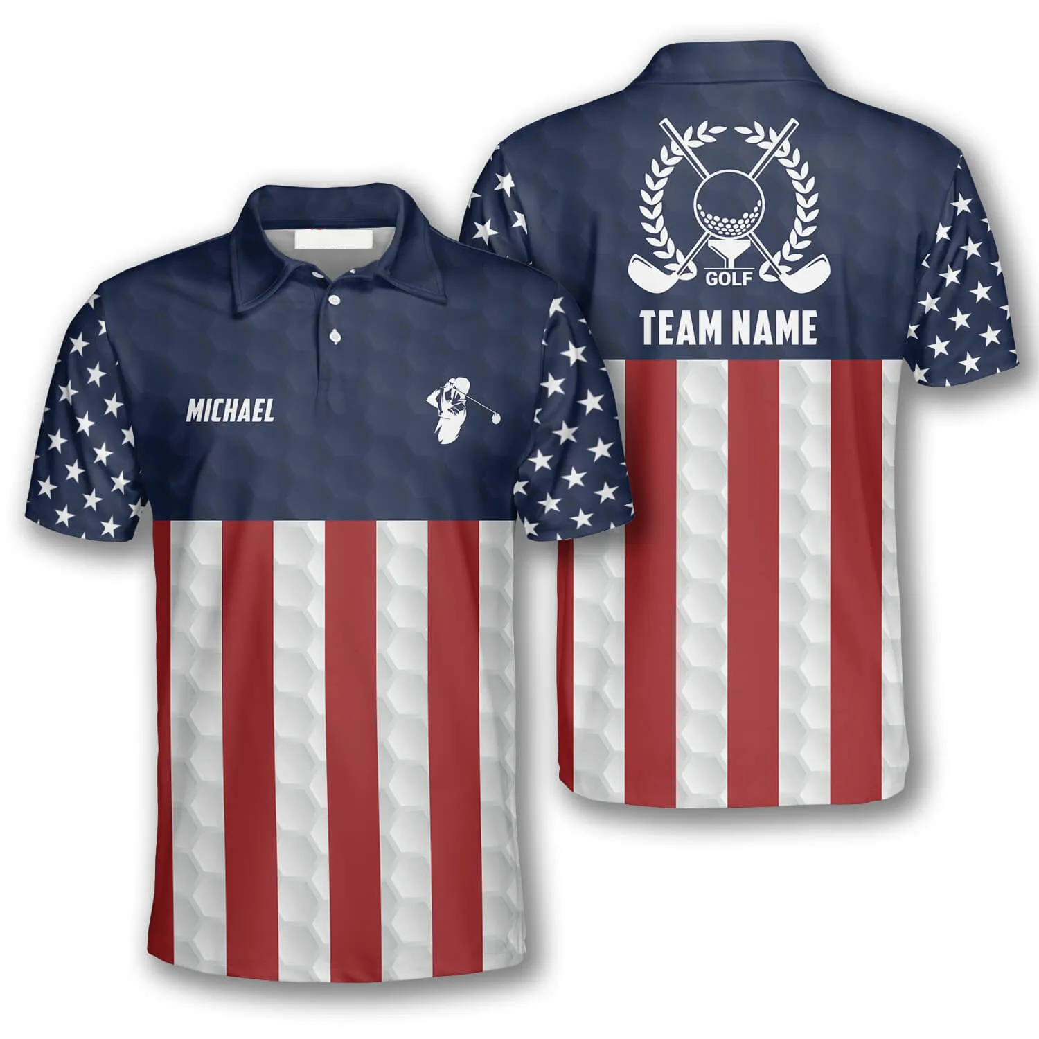 Patriotic American Flag Eagle Sports Style Custom Golf Polo Shirts for Men