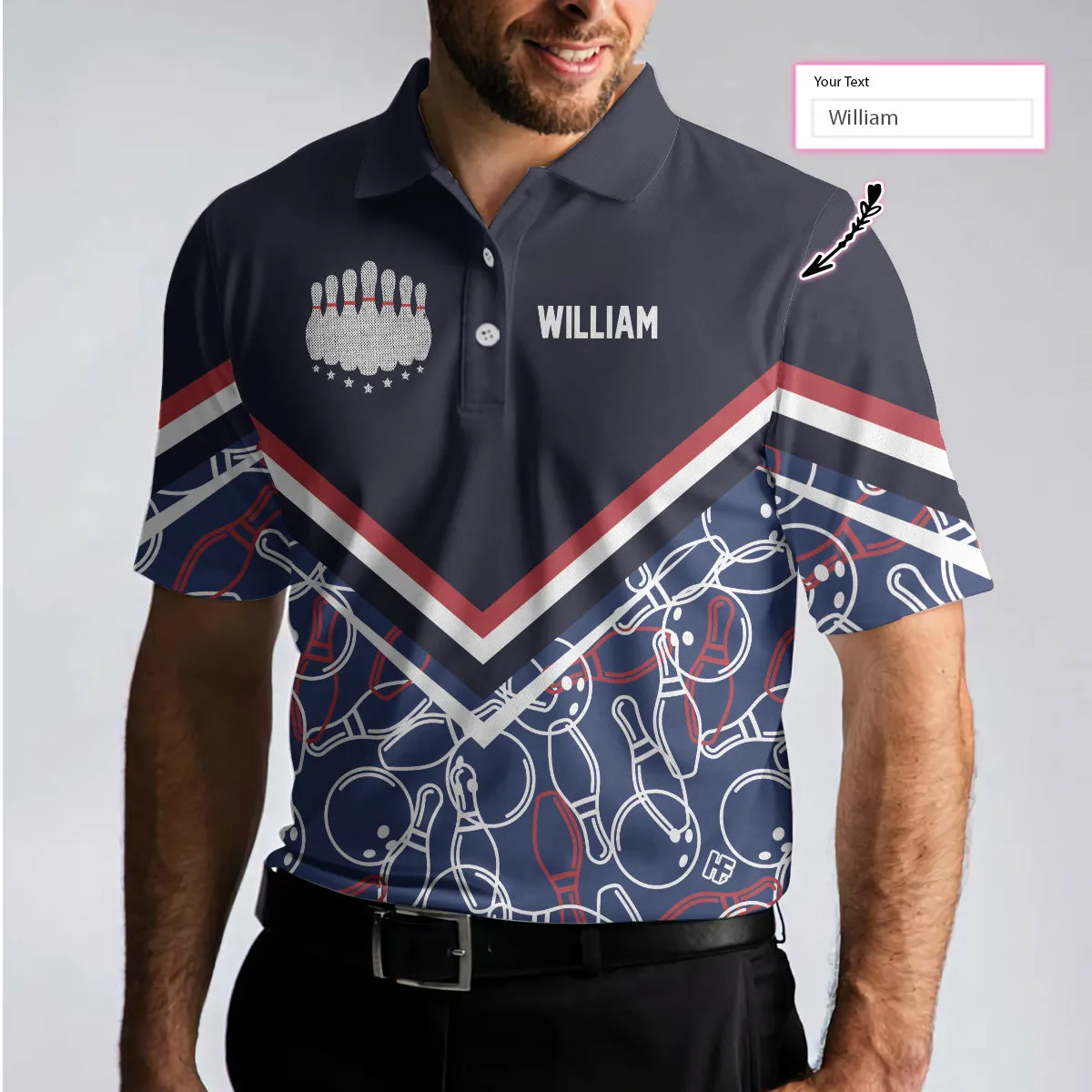 Personalized Bowling Pattern Custom Polo Shirt, Bowling Ball Icon Polo Shirt, Best Bowling Shirt For Men Coolspod