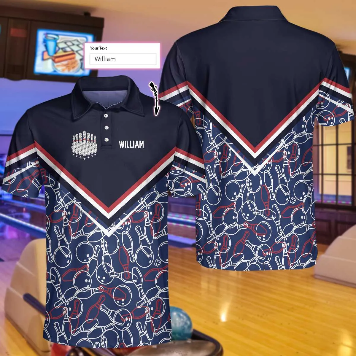 Personalized Bowling Pattern Custom Polo Shirt, Bowling Ball Icon Polo Shirt, Best Bowling Shirt For Men Coolspod