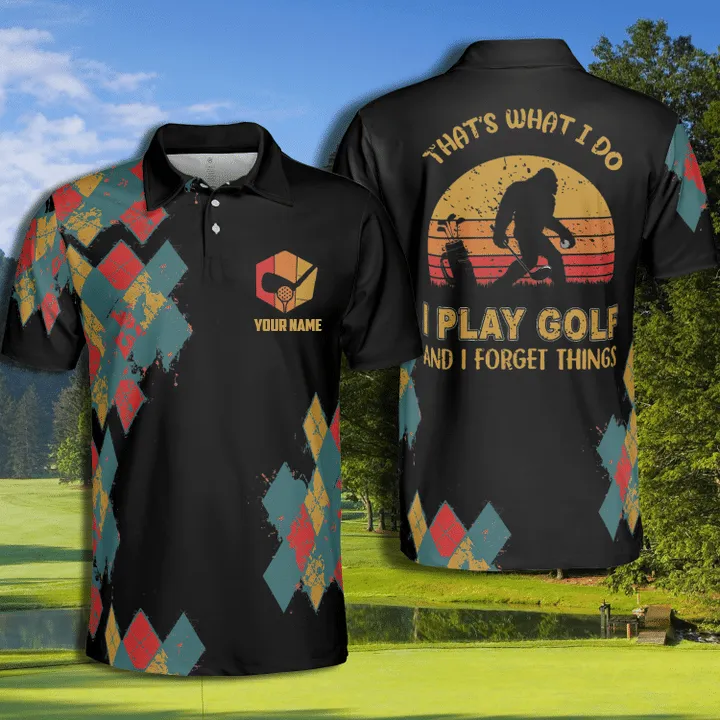 Personalized Golf Bigfoot Forget The Thing Argyle Pattern Polo Shirt For Men, Golf Team Uniform Shirt