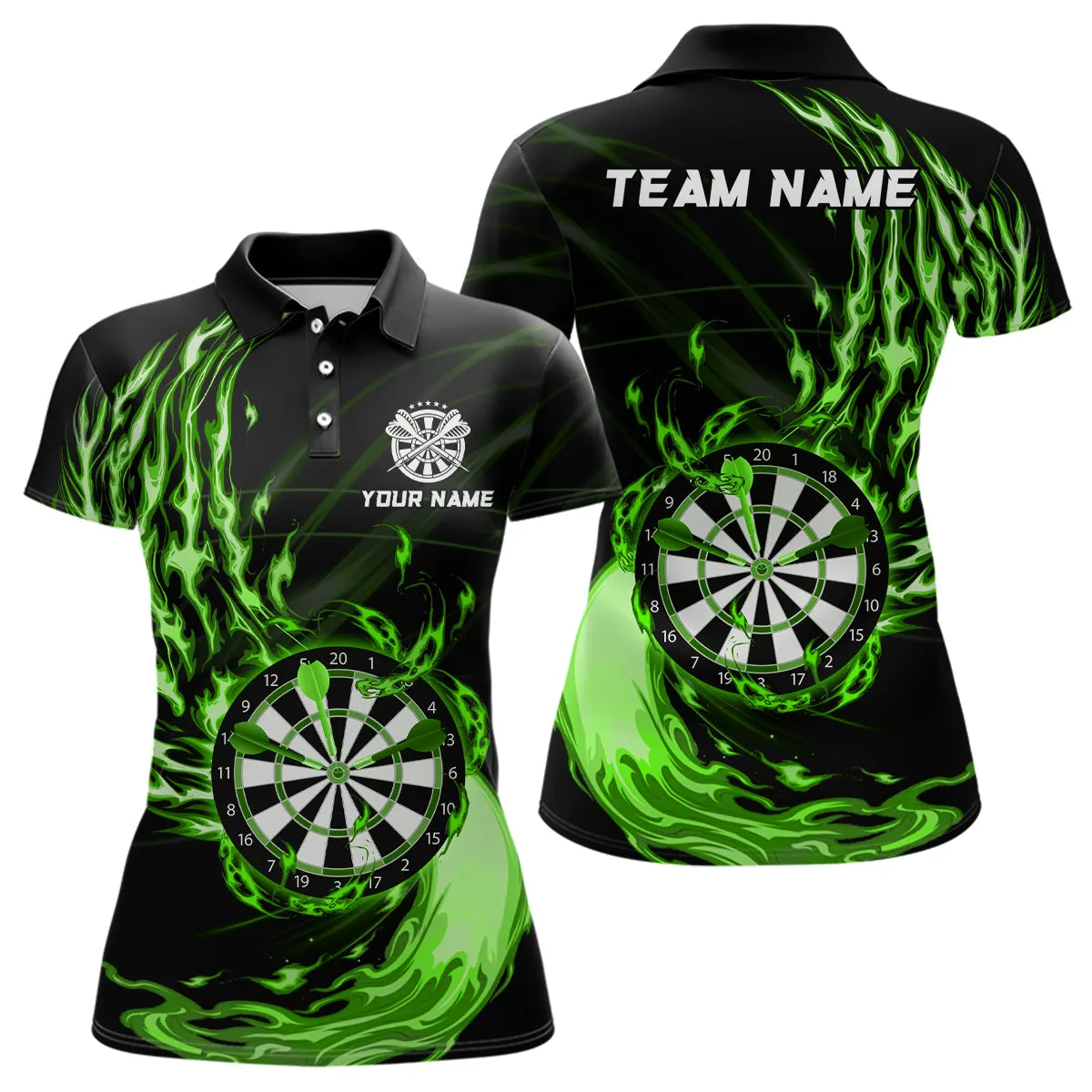 Personalized Multi Color Fire Dartboard Polo Shirt, Idea Gift for Dart Women Player