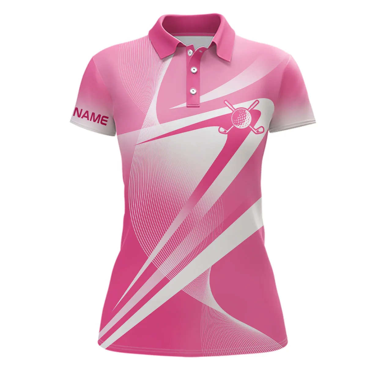 Pink and Blue White Custom Name Womens Golf Polo Shirts Personalized Golf Shirts For Women Golf Gifts