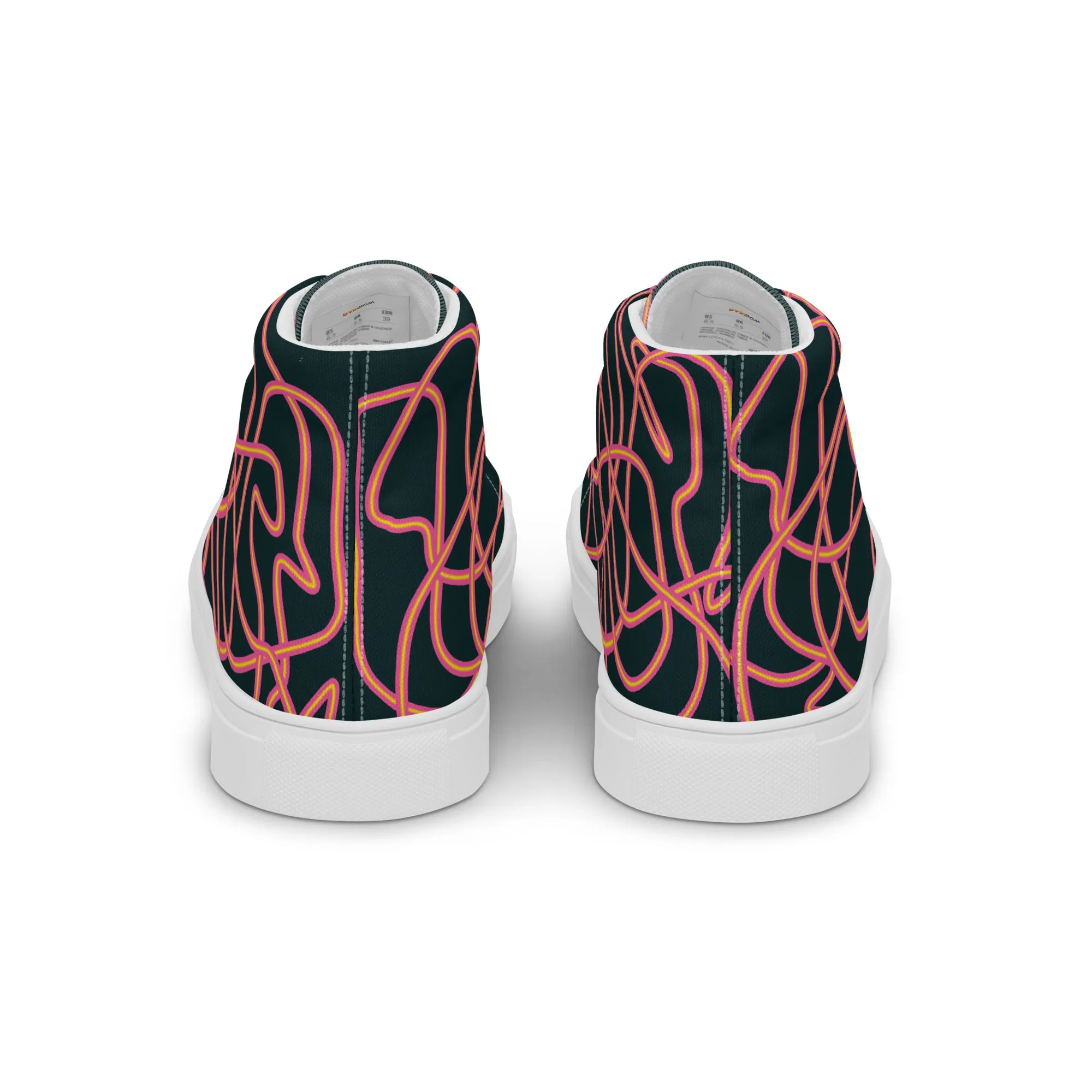 Pink Neon Squiggles High Top Trainers (male sizes)