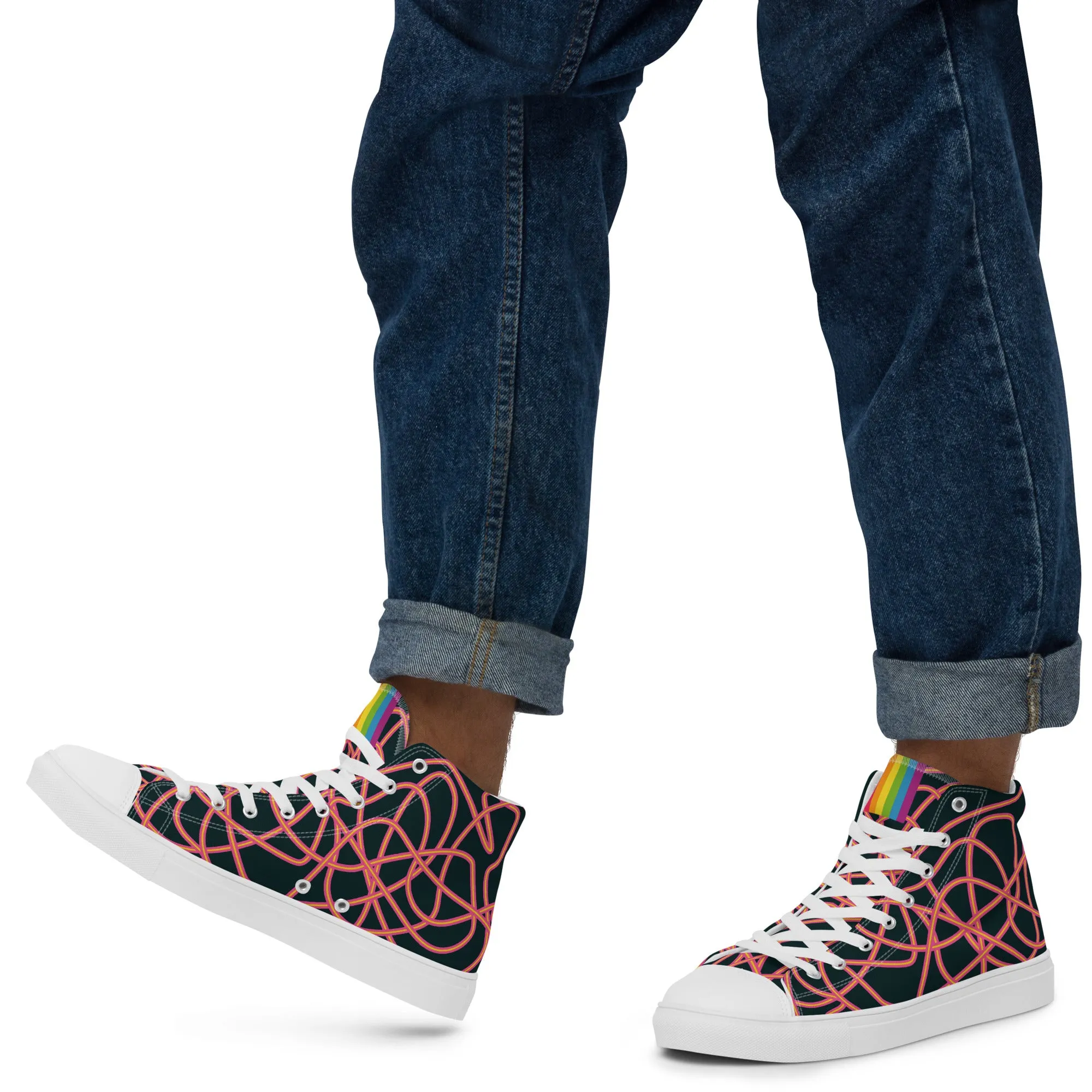 Pink Neon Squiggles High Top Trainers (male sizes)