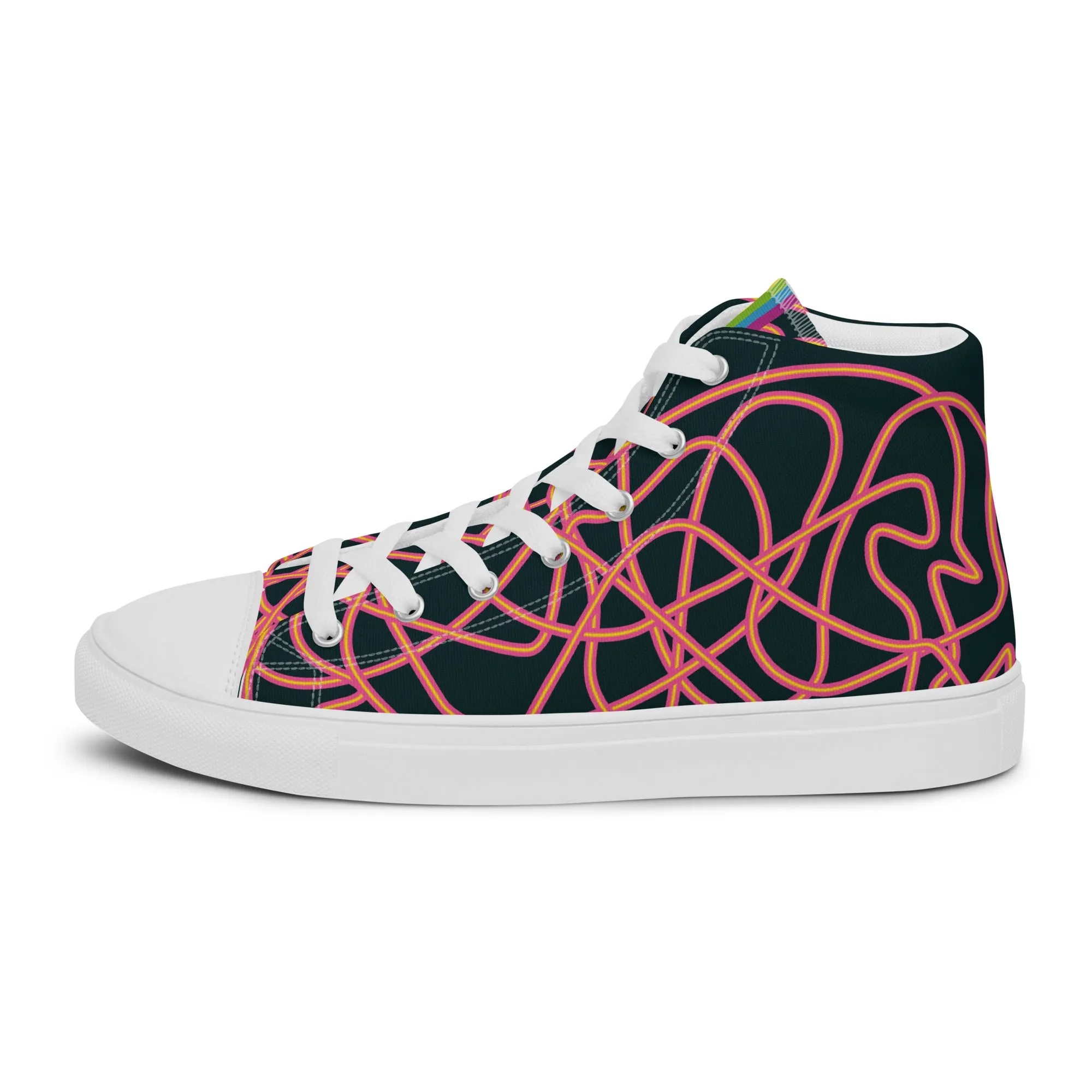 Pink Neon Squiggles High Top Trainers (male sizes)