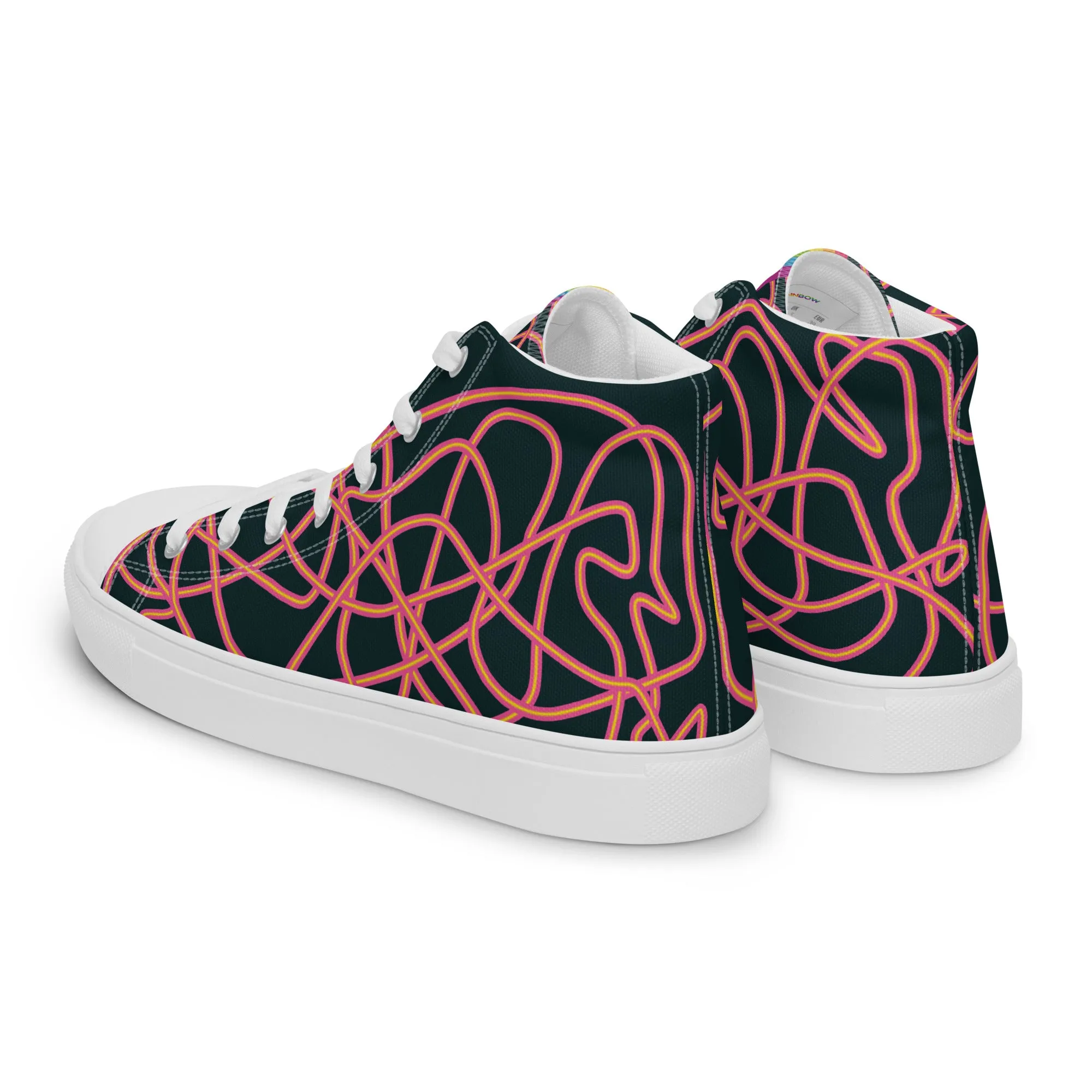 Pink Neon Squiggles High Top Trainers (male sizes)