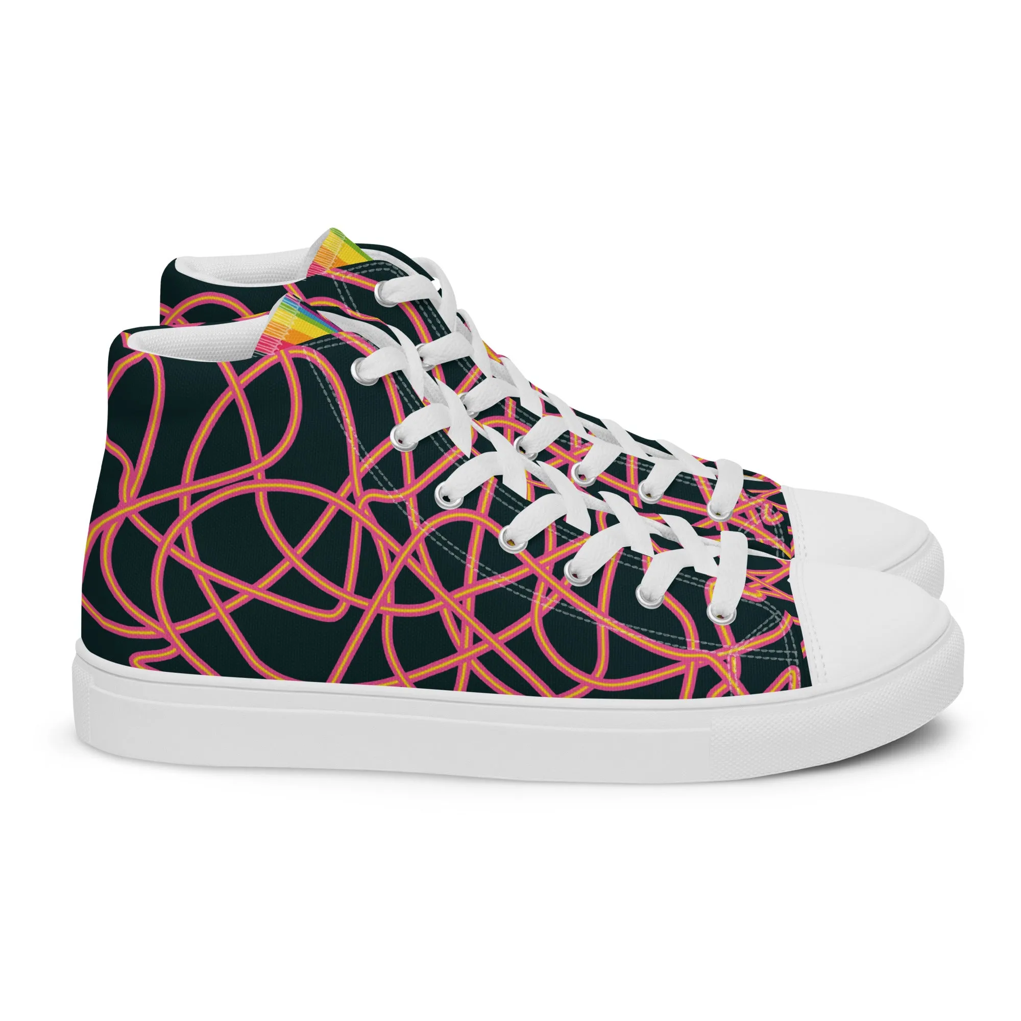 Pink Neon Squiggles High Top Trainers (male sizes)