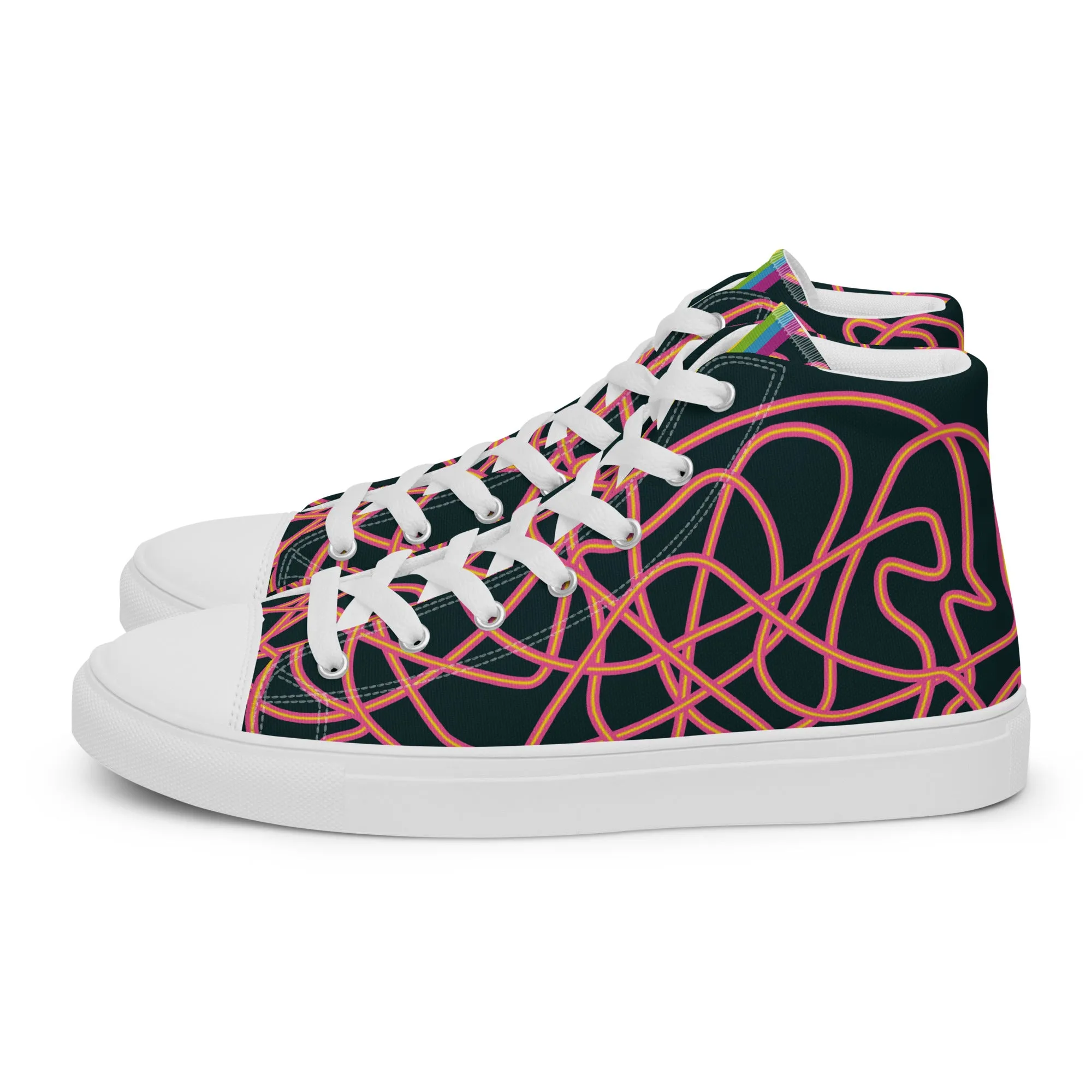 Pink Neon Squiggles High Top Trainers (male sizes)