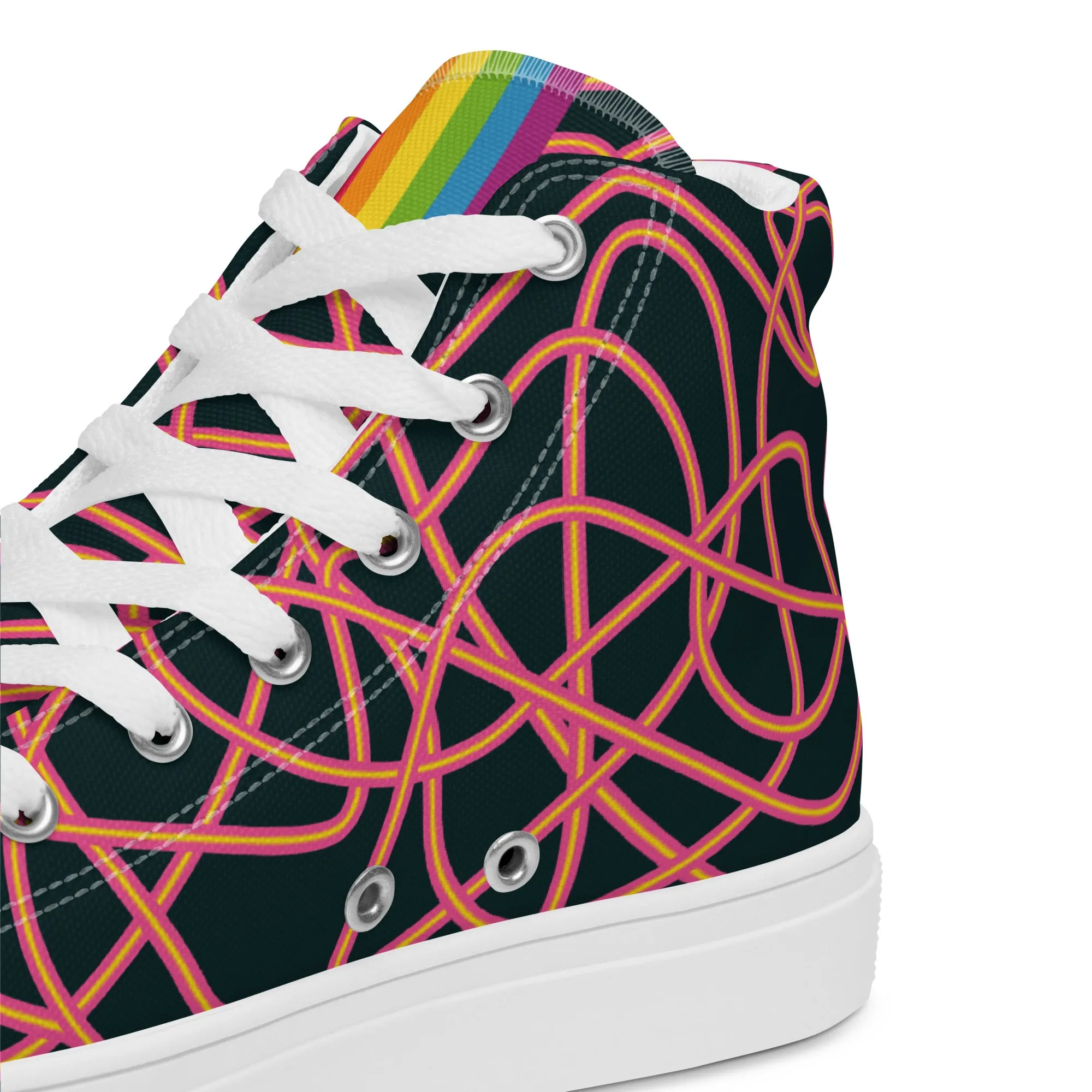 Pink Neon Squiggles High Top Trainers (male sizes)