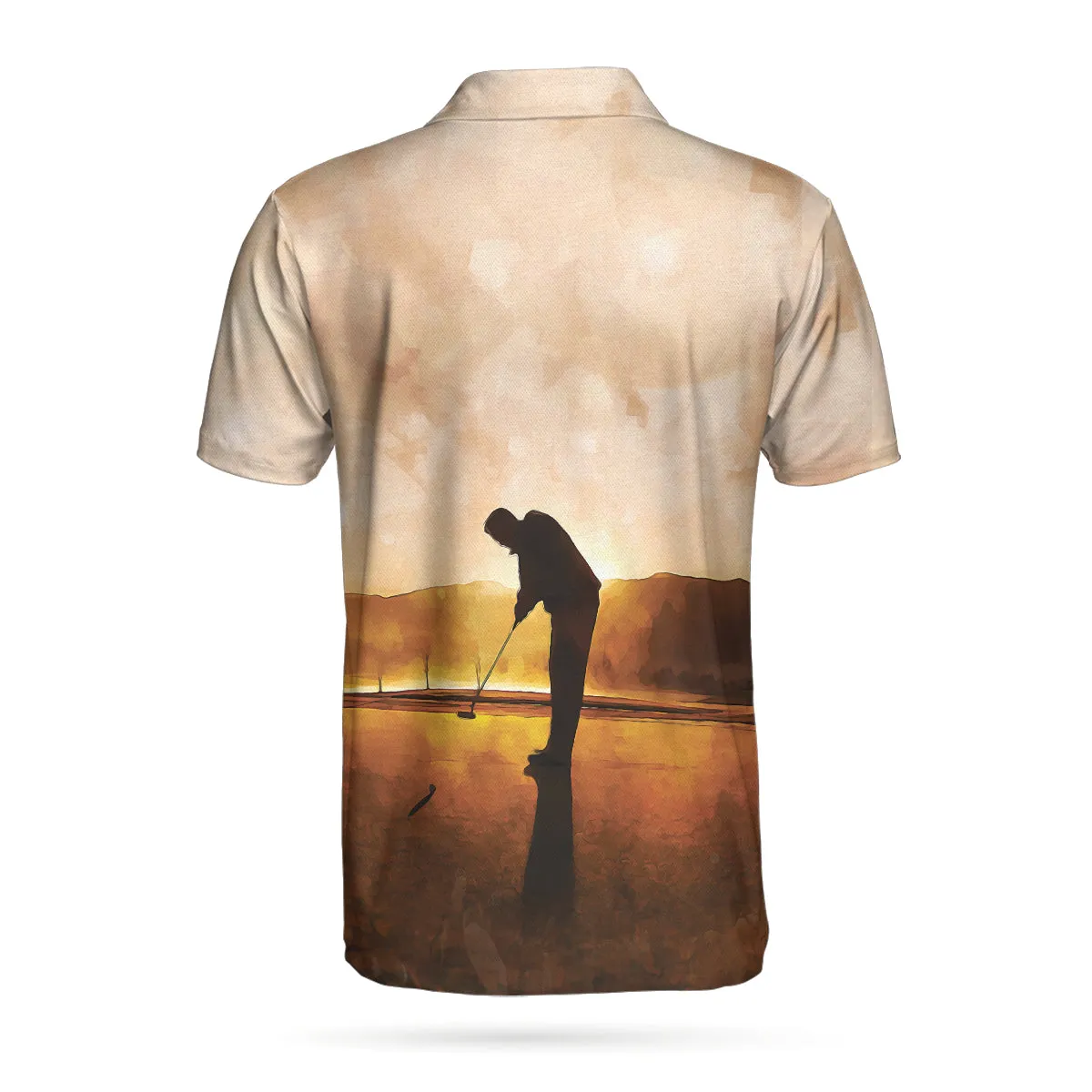 Playing Golf At Sunset Short Sleeve Polo Shirt, Beautiful Scene Polo Shirt, Best Golf Shirt For Men Coolspod