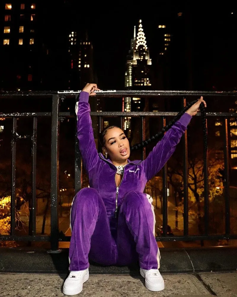 Purple Stretch Velour Tracksuit