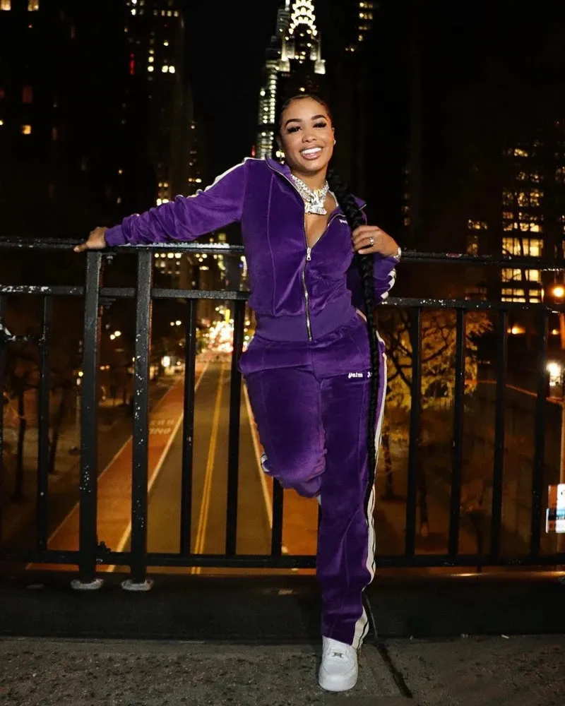 Purple Stretch Velour Tracksuit