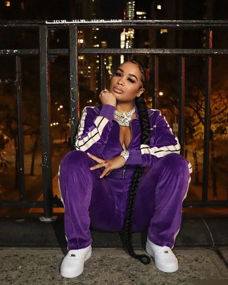 Purple Stretch Velour Tracksuit