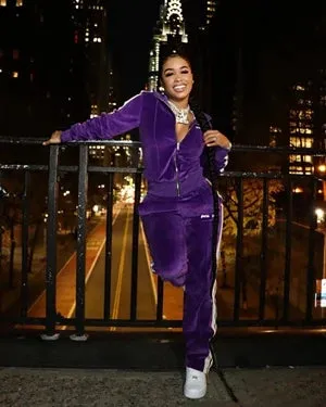 Purple Stretch Velour Tracksuit