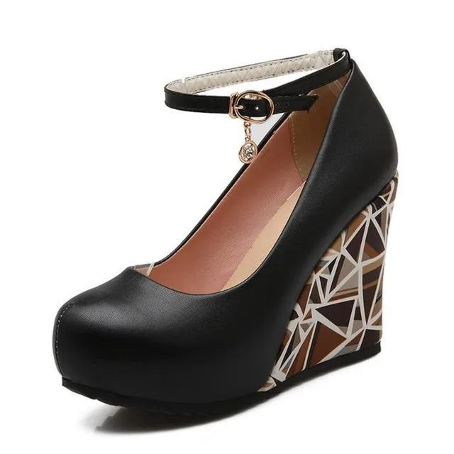 Sexy Women High Wedges Shoes Ankle Strap Platform Inside Wedges Shoes Women Sexy Party Club Women Footwear