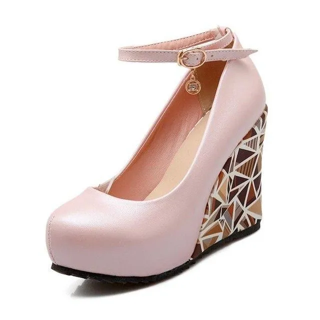 Sexy Women High Wedges Shoes Ankle Strap Platform Inside Wedges Shoes Women Sexy Party Club Women Footwear