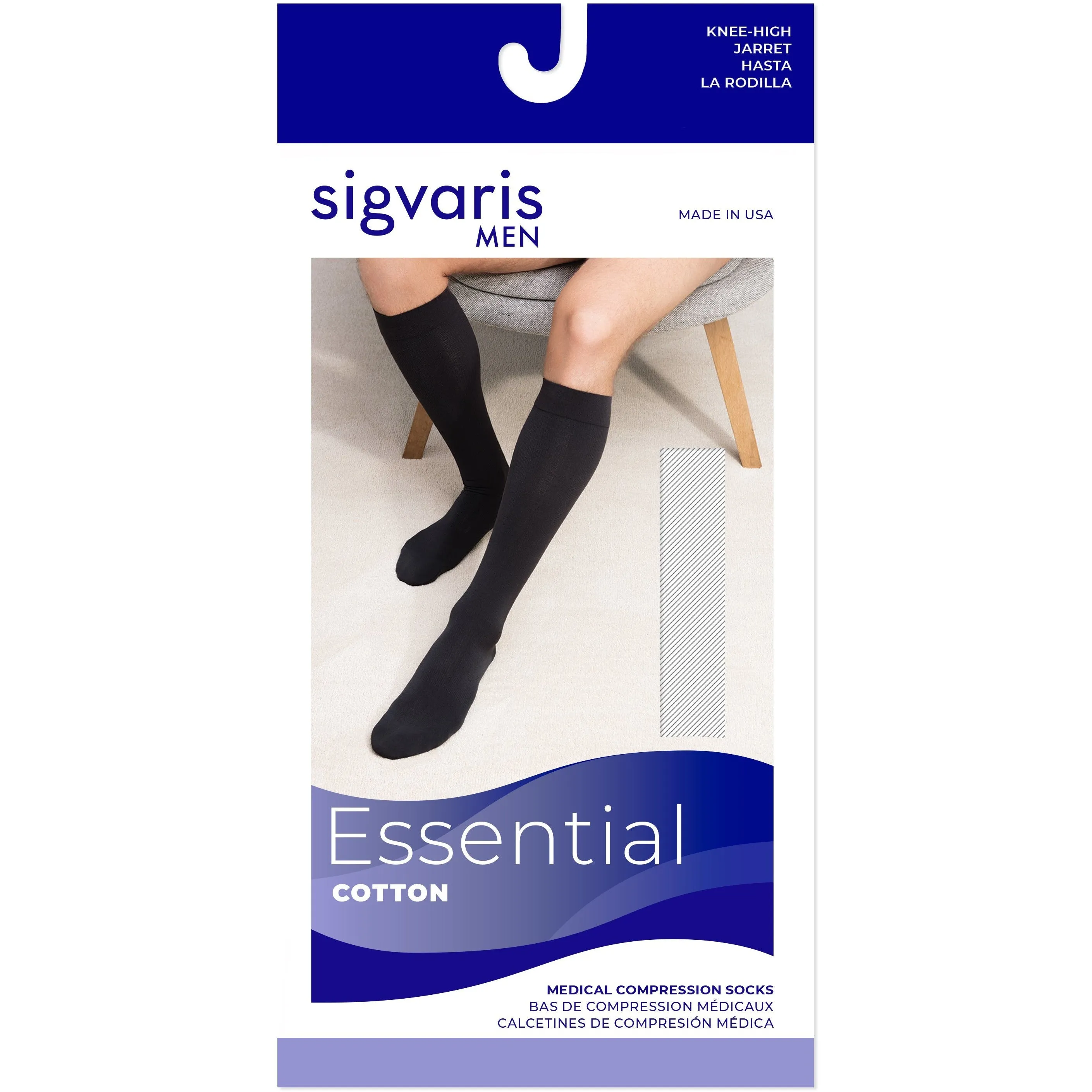 Sigvaris Cotton Men's Knee High 20-30 mmHg