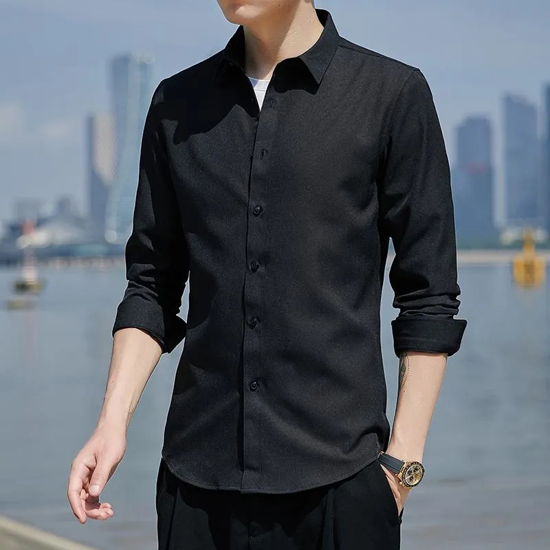 Slim-Fit Chic Pure Cotton Casual Long Sleeve Shirt