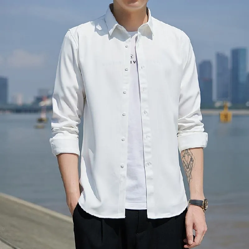 Slim-Fit Chic Pure Cotton Casual Long Sleeve Shirt