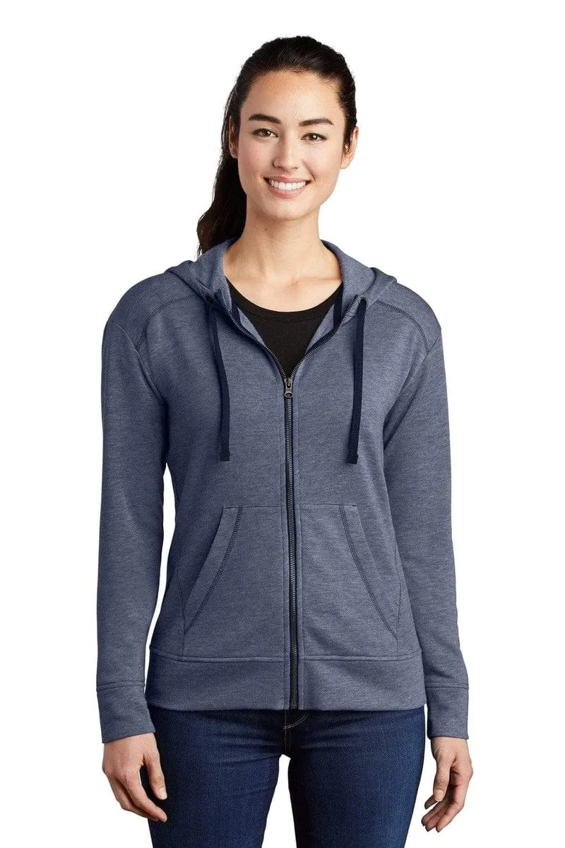 Sport-Tek LST293: Ladies PosiCharge Tri-Blend Wicking Fleece Full-Zip Hooded Jacket