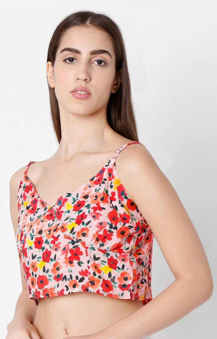 Spykar Floral Cotton Sleeveless Top For Women