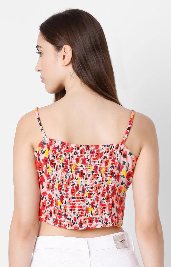 Spykar Floral Cotton Sleeveless Top For Women