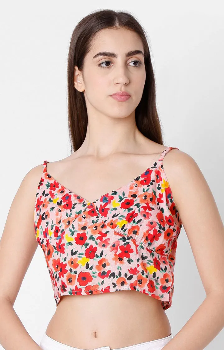 Spykar Floral Cotton Sleeveless Top For Women