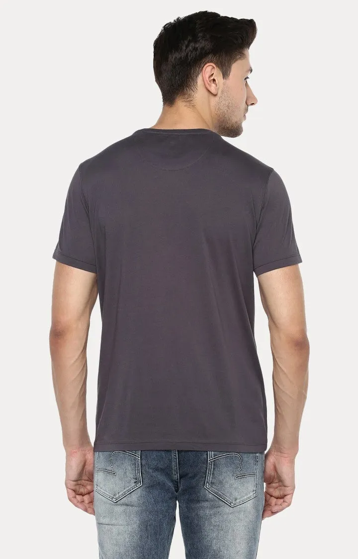 Spykar Grey Cotton Slim Fit T-Shirt For Men