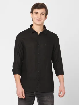 Spykar Men Black Cotton Slim Fit Shirts