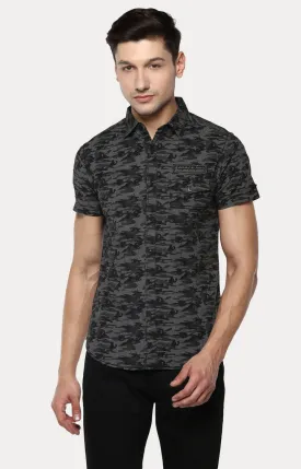 Spykar Men Grey Printed Slim Fit Casual Shirt