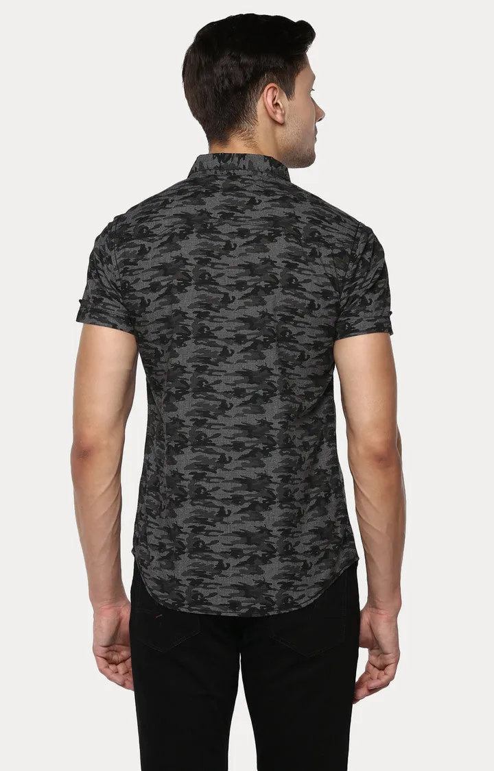 Spykar Men Grey Printed Slim Fit Casual Shirt