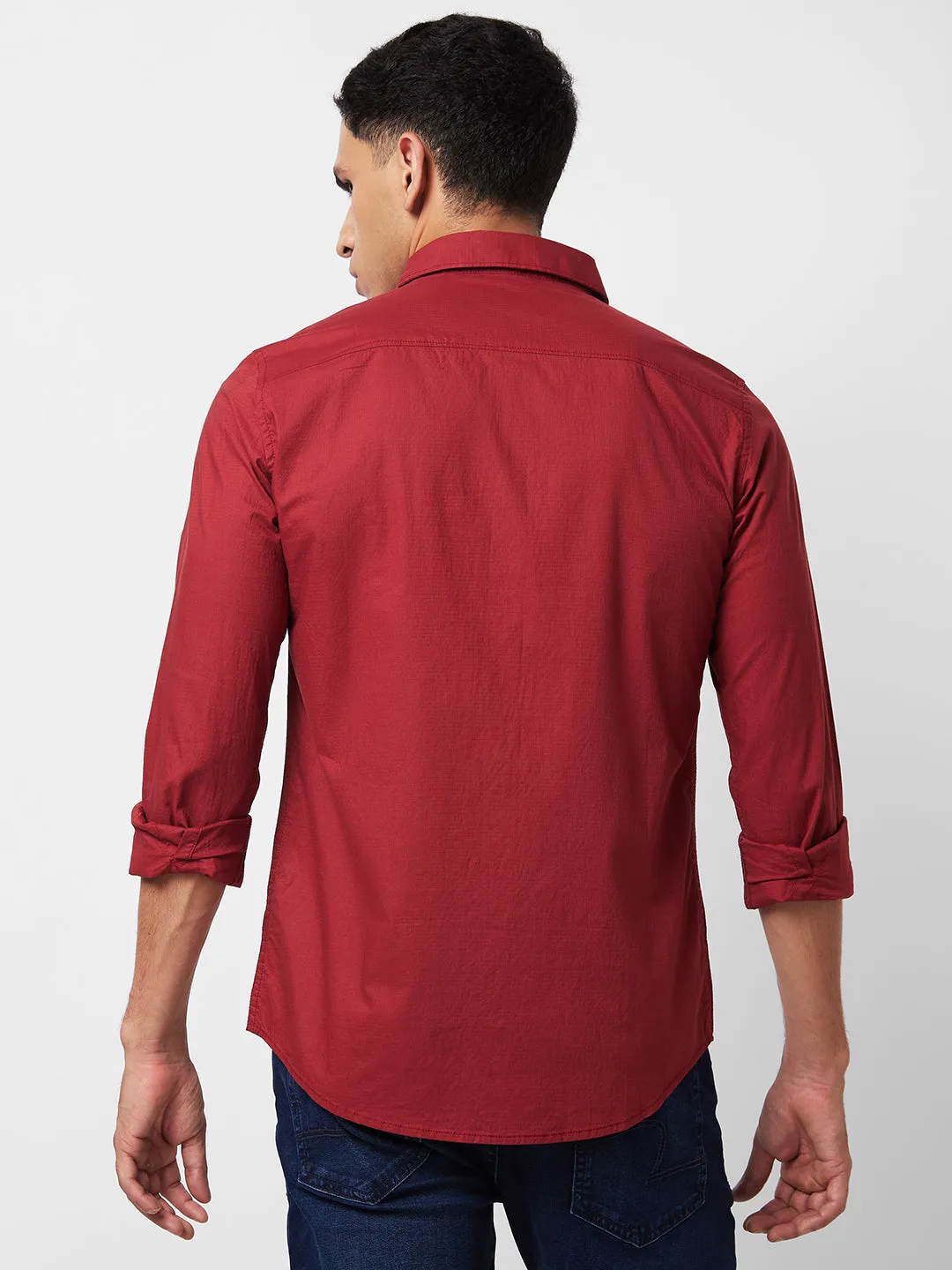 Spykar Red Solid Shirt For Men