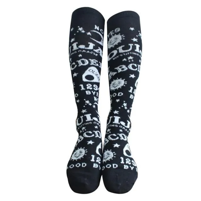 Star Moon Print Socks Women Streetwear Women Printed High Socks