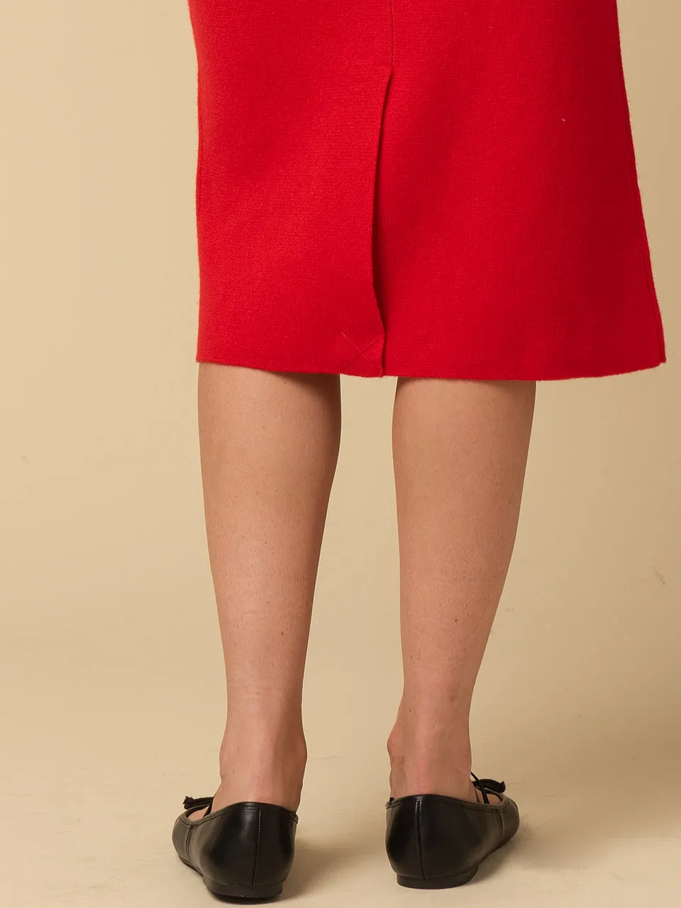 Straight Midi Skirt_Red