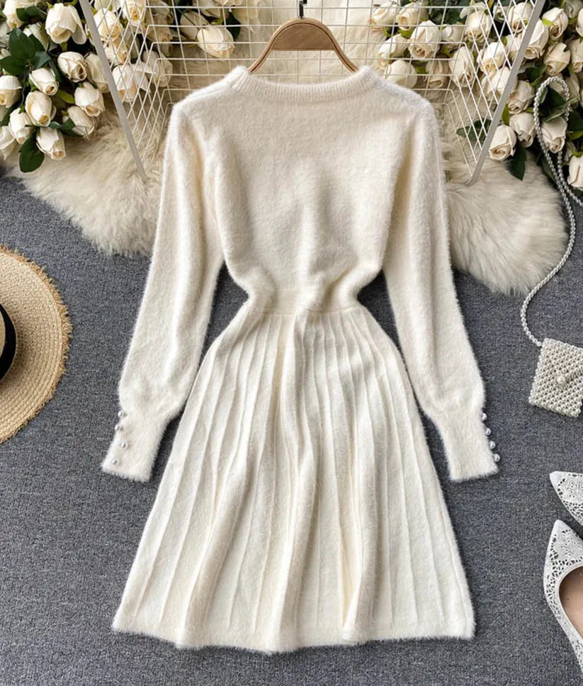 Sweater A line long sleeve sweater dress     S4674