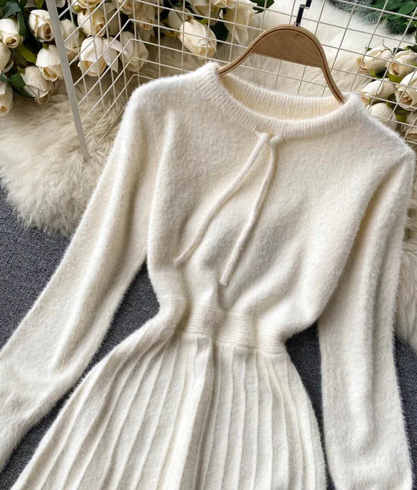 Sweater A line long sleeve sweater dress     S4674