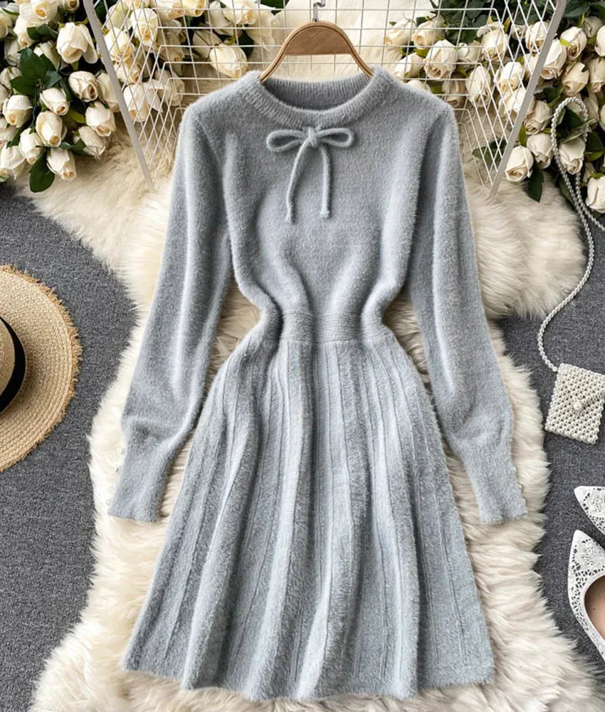 Sweater A line long sleeve sweater dress     S4674