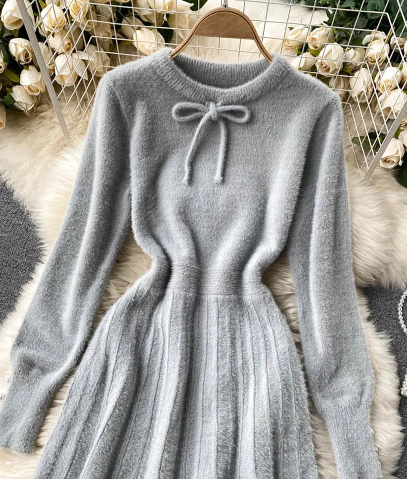 Sweater A line long sleeve sweater dress     S4674